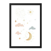 Celestial Wall Art, Nursery Decor, Moon Stars Print, Kids Room Art, Dreamy Sky Art, Baby Shower Gift, Whimsical Art Print, Unique Wall Decor - Tawshia